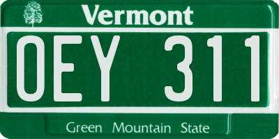 VT license plate OEY311