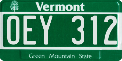 VT license plate OEY312