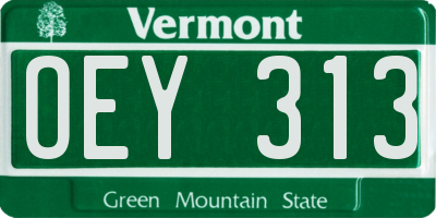 VT license plate OEY313
