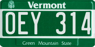 VT license plate OEY314