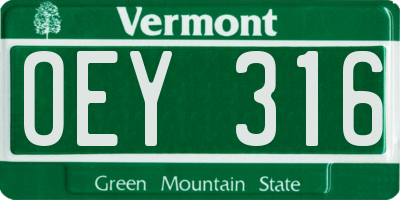 VT license plate OEY316