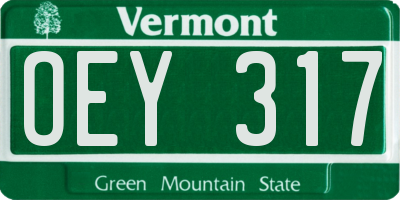 VT license plate OEY317
