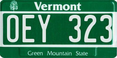 VT license plate OEY323