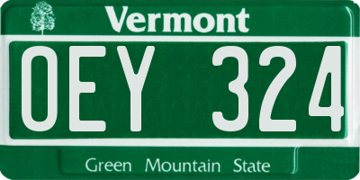 VT license plate OEY324