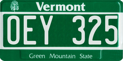 VT license plate OEY325