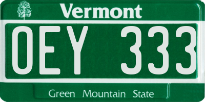 VT license plate OEY333