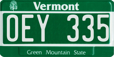 VT license plate OEY335
