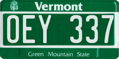 VT license plate OEY337