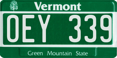 VT license plate OEY339