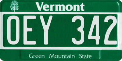 VT license plate OEY342