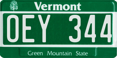 VT license plate OEY344