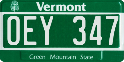 VT license plate OEY347