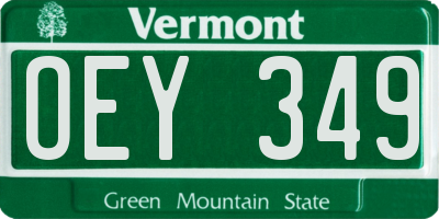 VT license plate OEY349