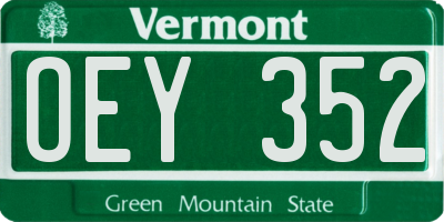 VT license plate OEY352