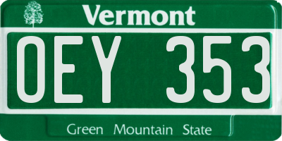 VT license plate OEY353