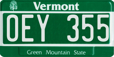 VT license plate OEY355