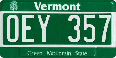 VT license plate OEY357