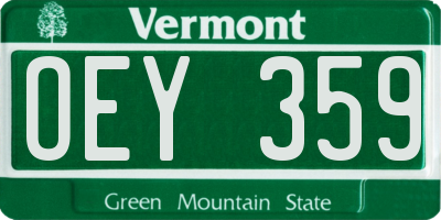 VT license plate OEY359
