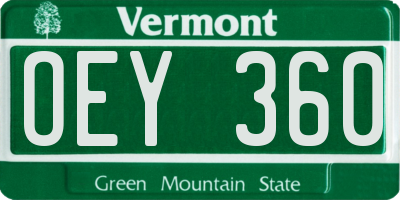 VT license plate OEY360