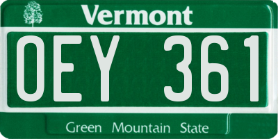 VT license plate OEY361