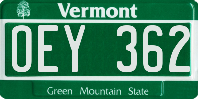 VT license plate OEY362