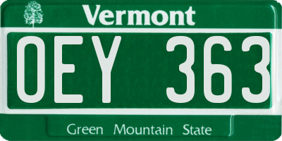 VT license plate OEY363