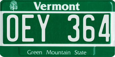 VT license plate OEY364