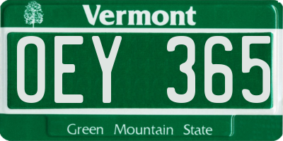 VT license plate OEY365