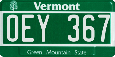 VT license plate OEY367