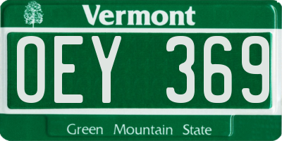VT license plate OEY369