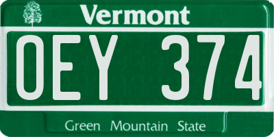 VT license plate OEY374
