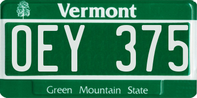 VT license plate OEY375