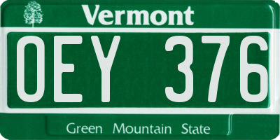 VT license plate OEY376