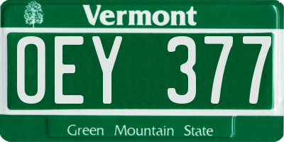 VT license plate OEY377
