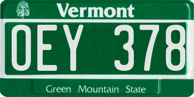 VT license plate OEY378