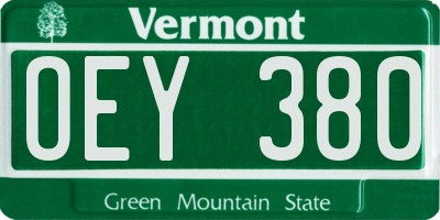 VT license plate OEY380