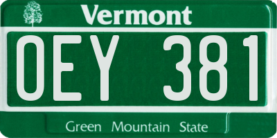 VT license plate OEY381
