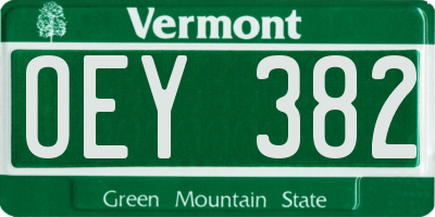 VT license plate OEY382