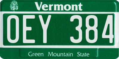 VT license plate OEY384