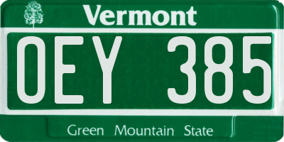 VT license plate OEY385