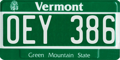 VT license plate OEY386