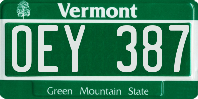 VT license plate OEY387