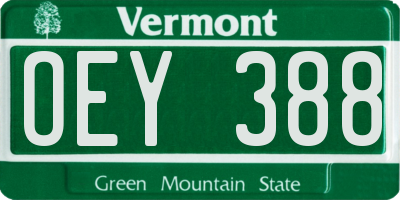 VT license plate OEY388