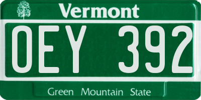 VT license plate OEY392