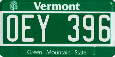 VT license plate OEY396