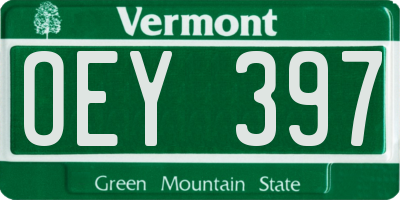 VT license plate OEY397