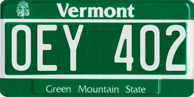 VT license plate OEY402
