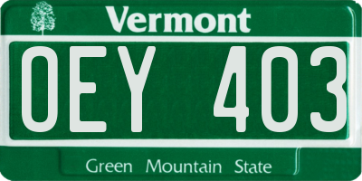 VT license plate OEY403