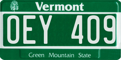 VT license plate OEY409