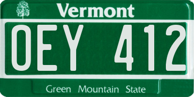 VT license plate OEY412